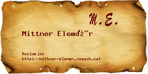 Mittner Elemér névjegykártya